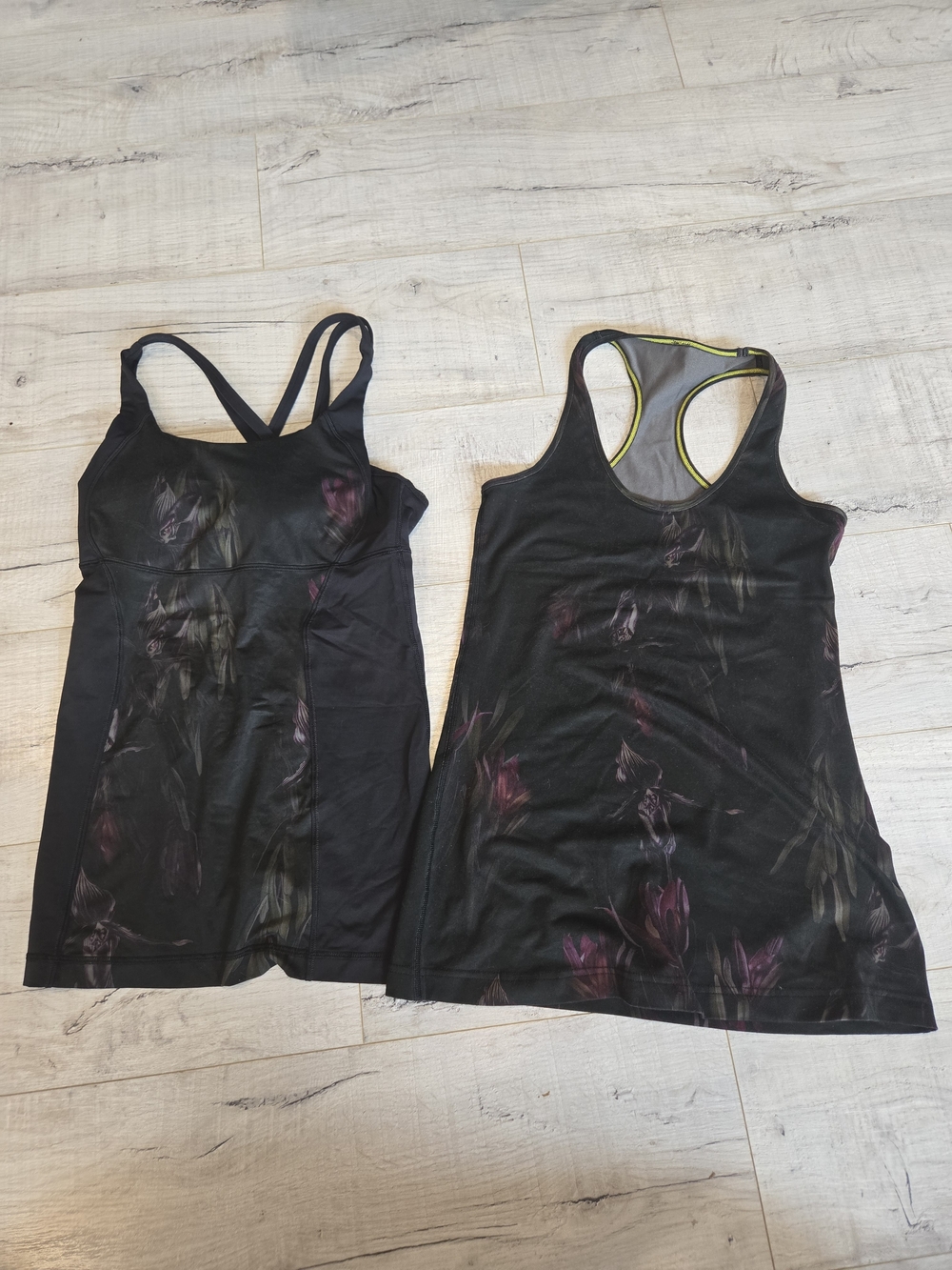 lululemon Black Floral Racerback & Tank Tops (Pair) No Tags